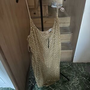 Fashion Nova Gold Sequin Slip Midi Dress